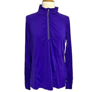 Tangerine‎ XL purple 1/4 zip performance pull over athletic top with thumb holes
